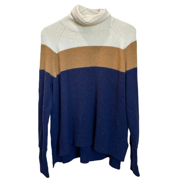 J.Crew Striped Turtleneck Sweater Alpaca Merino Wool Size M - Picture 1 of 8